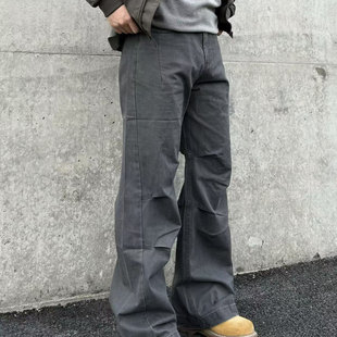 22TREE美式复古工装裤男高街休闲腰带cieanfit牛仔裤百搭直筒潮牌