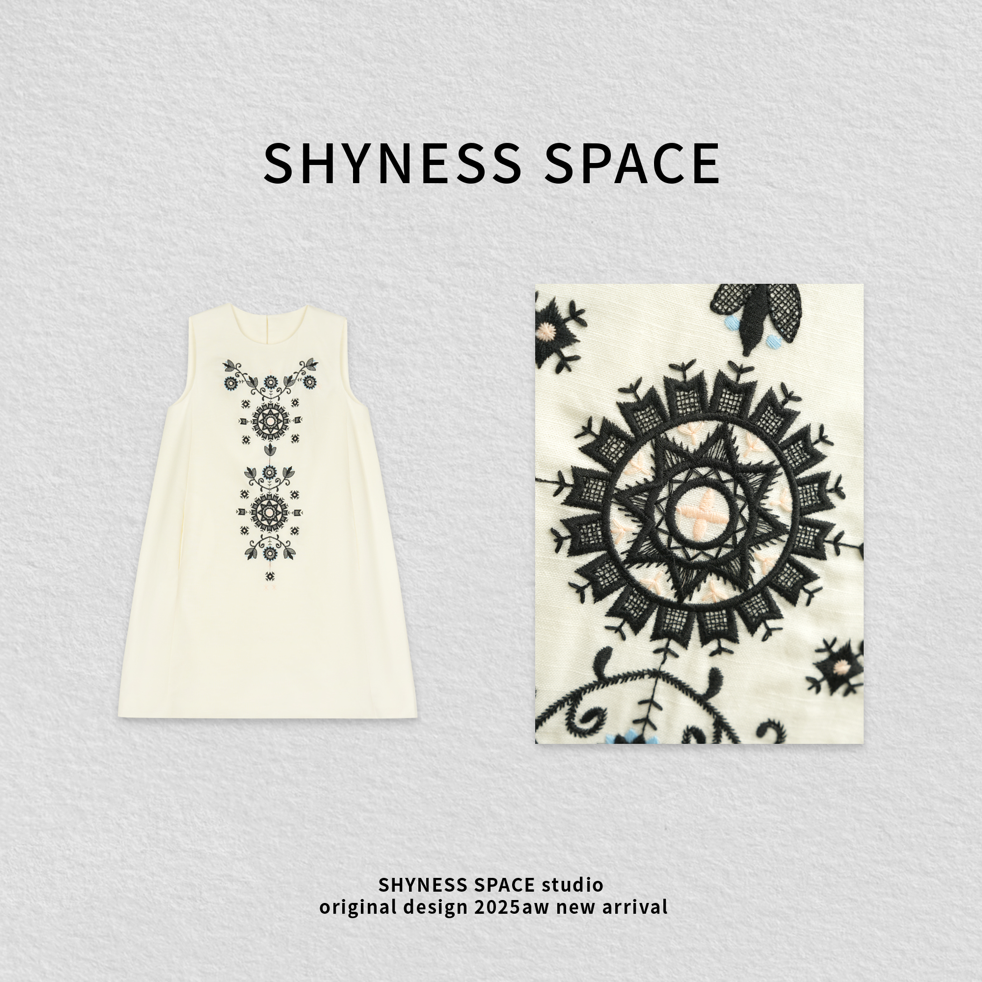 刺绣套头无袖圆领吊带裙连衣裙汉服潮流中式老钱风HB494