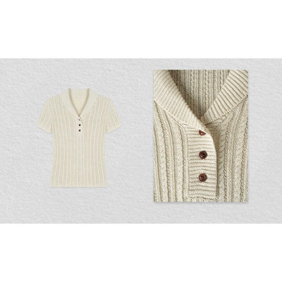 春夏新款纯色短袖针织衫时尚镂空休闲简约风复古HBS005