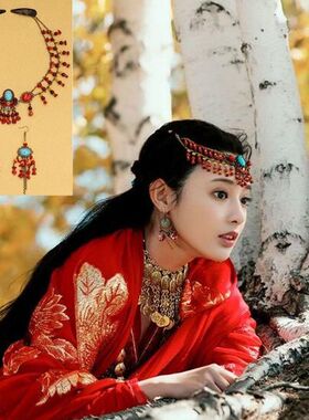 东宫小枫同款丝巾红色民族风烫金百搭围巾女茶卡盐湖新娘婚纱披肩