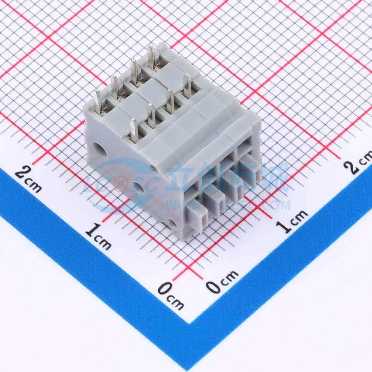 弹簧式接线端子KF141AR-2.5-4P 弯插,P=2.5mm