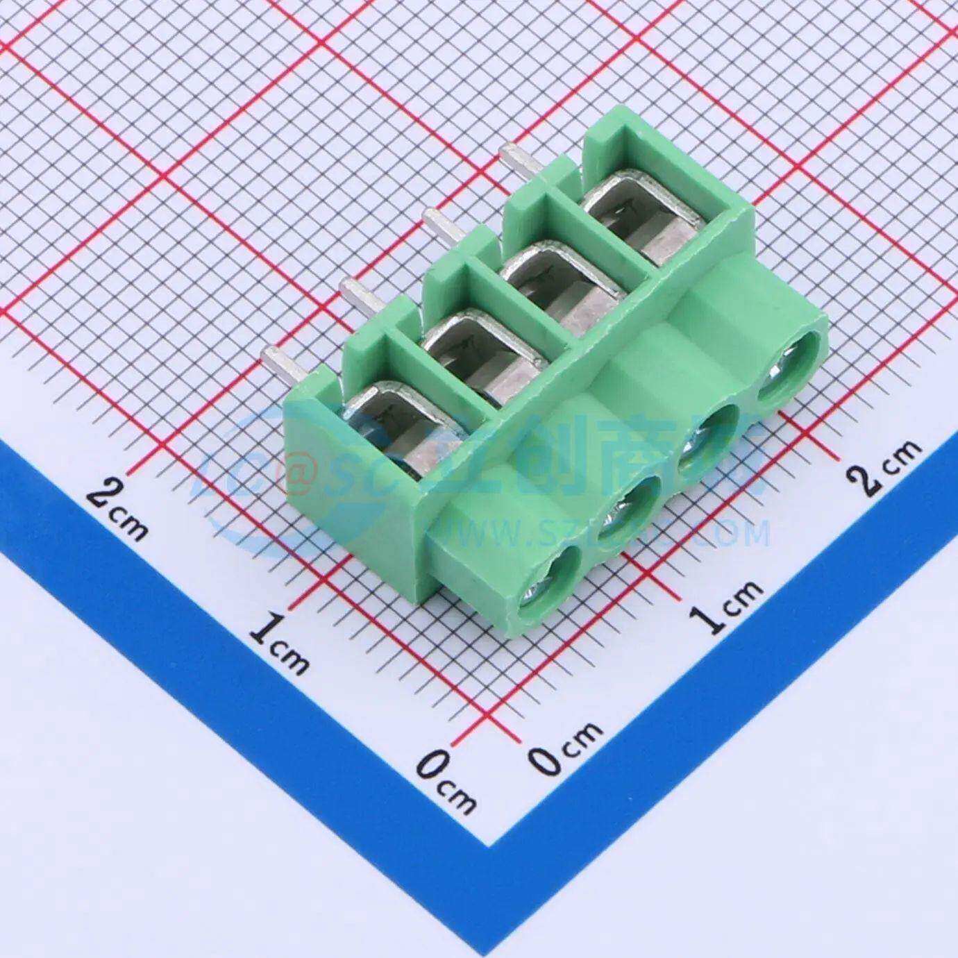 螺钉式接线端子DB166-5.0-4P-GN-P 插件,P=5mm 1x4P 直插 绿色