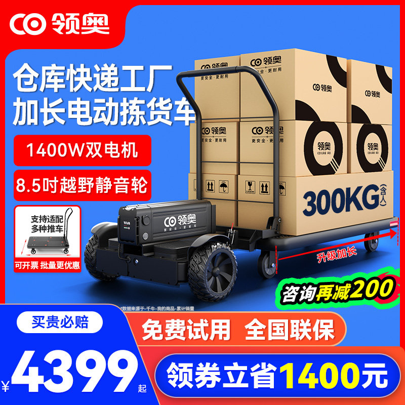 领奥电动小型手推车仓库快递代步平衡车载货搬运神器工具车平板车