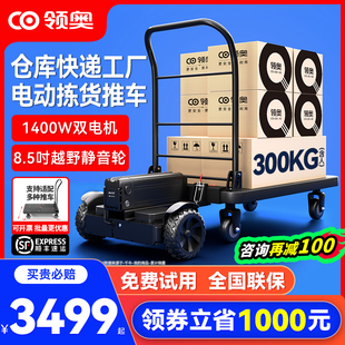 领奥电动小型手推车仓库快递代步平衡车载货搬运神器工具车平板车