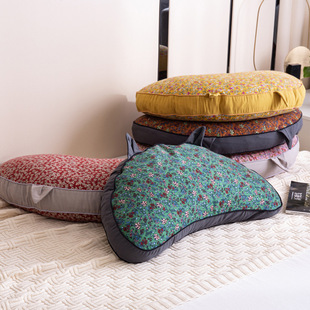 网红ing全棉猫耳朵荞麦枕头硬枕芯单人颈椎枕猫肚枕午睡护颈助眠