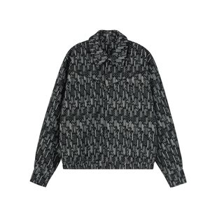 PUPILtravel 羽箭肌理提花双色呢复古西部夹克翻领Boxy短宽男休闲