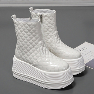 2025年秋冬季中筒靴增高9cm女时装时尚增高厚底鞋