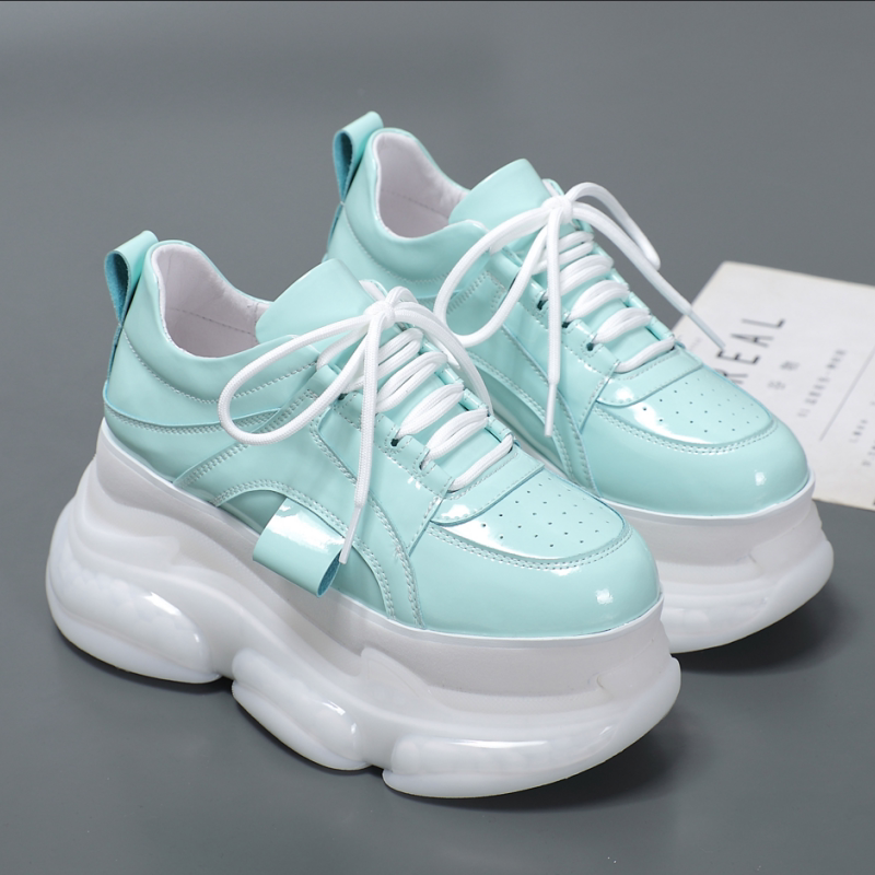 欧洲站女潮酷彩色女鞋糖果色厚底休闲鞋女2026春新款增高9CM鞋女