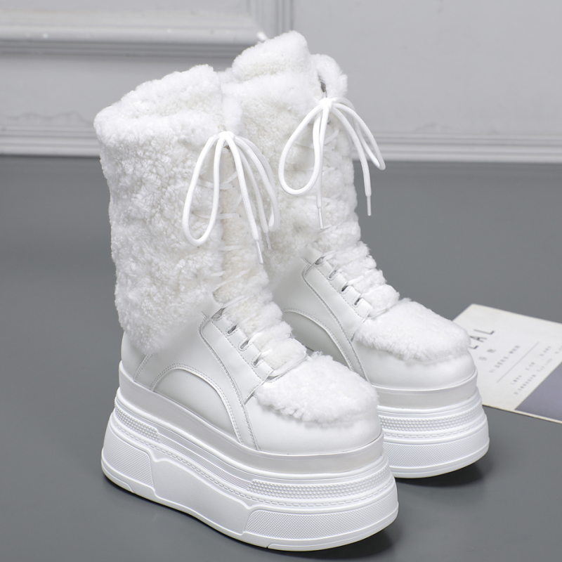 新款羊毛靴保暖增高高筒靴