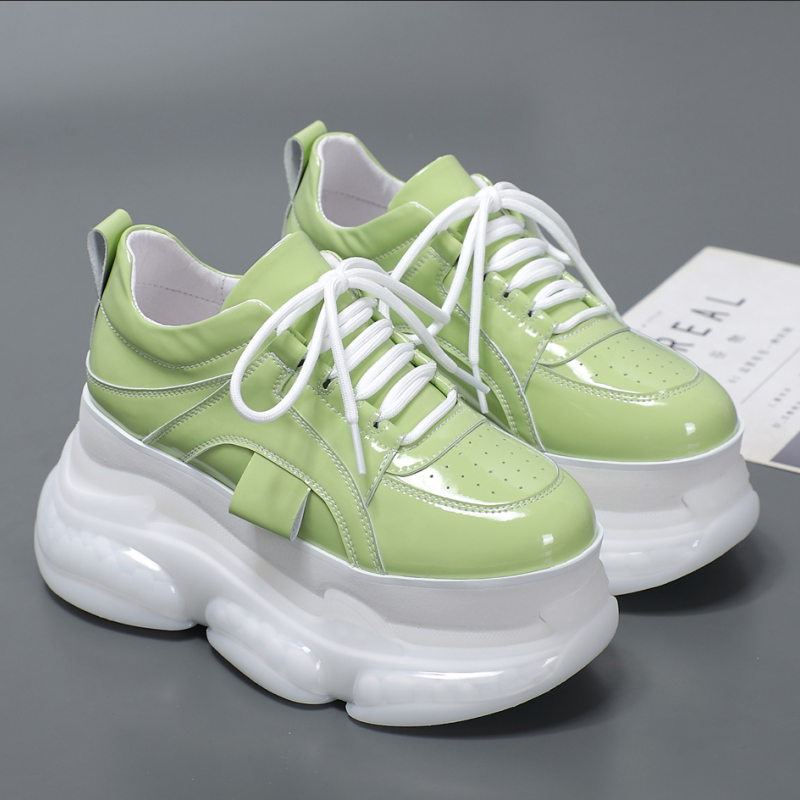 欧洲站漆皮女鞋2026春季新款松糕厚底百搭个性增高9CM糖果色女鞋