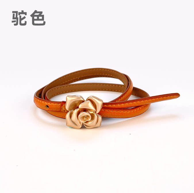 2024新款真皮女皮带春夏潮女百搭时尚玫瑰花针扣牛皮搭配小腰带