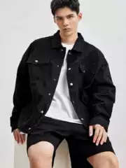 2026 Spring and Autumn New Washed Black Couple's Jacket Men's American Retro Cool Loose Workwear Denim Jacket