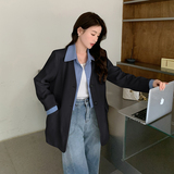 现货2023秋季新款假两件西装外套1001-P125K178，女装西装，杭阁服饰