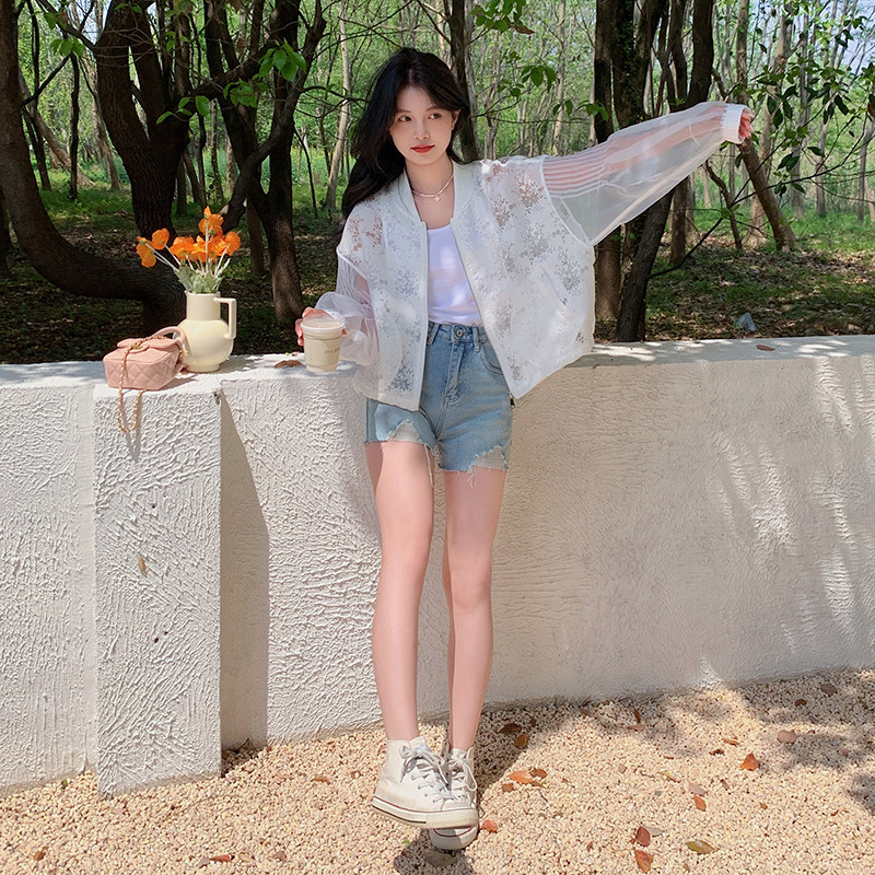 现货2025新款夏装女装提花镂空防晒服8322-P115K168,女装防晒衣,杭阁服饰