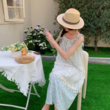 现货新款2025拼接假两件度假海边吊带裙8636p105K158，女装连衣裙，杭阁服饰