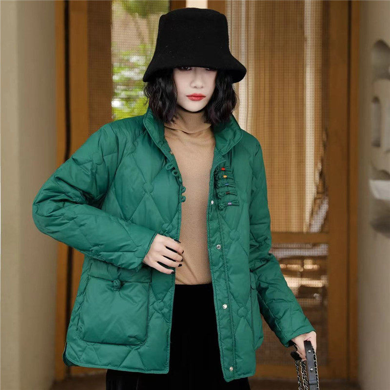 冬季新款宽松立领轻薄款羽绒服女士长袖民族风盘扣绕线白鸭绒外套,女装/女士精品,羽绒服,淘宝优惠券,粉丝福利购,淘宝优惠卷