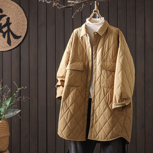 冬季 口撞色设计感轻薄棉衣夹棉外套菱格保暖棉服 宽松连帽棉袄女袖