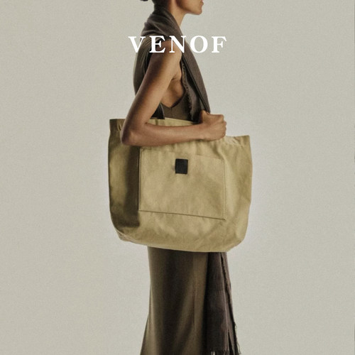 VENOF简约帆布大容量通勤托特包