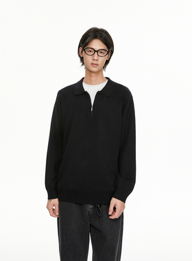 TSAS 高质感老钱风舒适软糯针织毛衣休闲半拉链翻领秋冬上衣打底