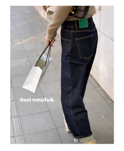 哈伦显瘦宽松老爹裤 梨型身材裤 胖mm大码 女夏薄款 子高腰深蓝牛仔裤
