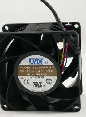 原装 AVC 2B08038B12M 8038 8CM 1.12A 12V 四线PWM温控加压风扇