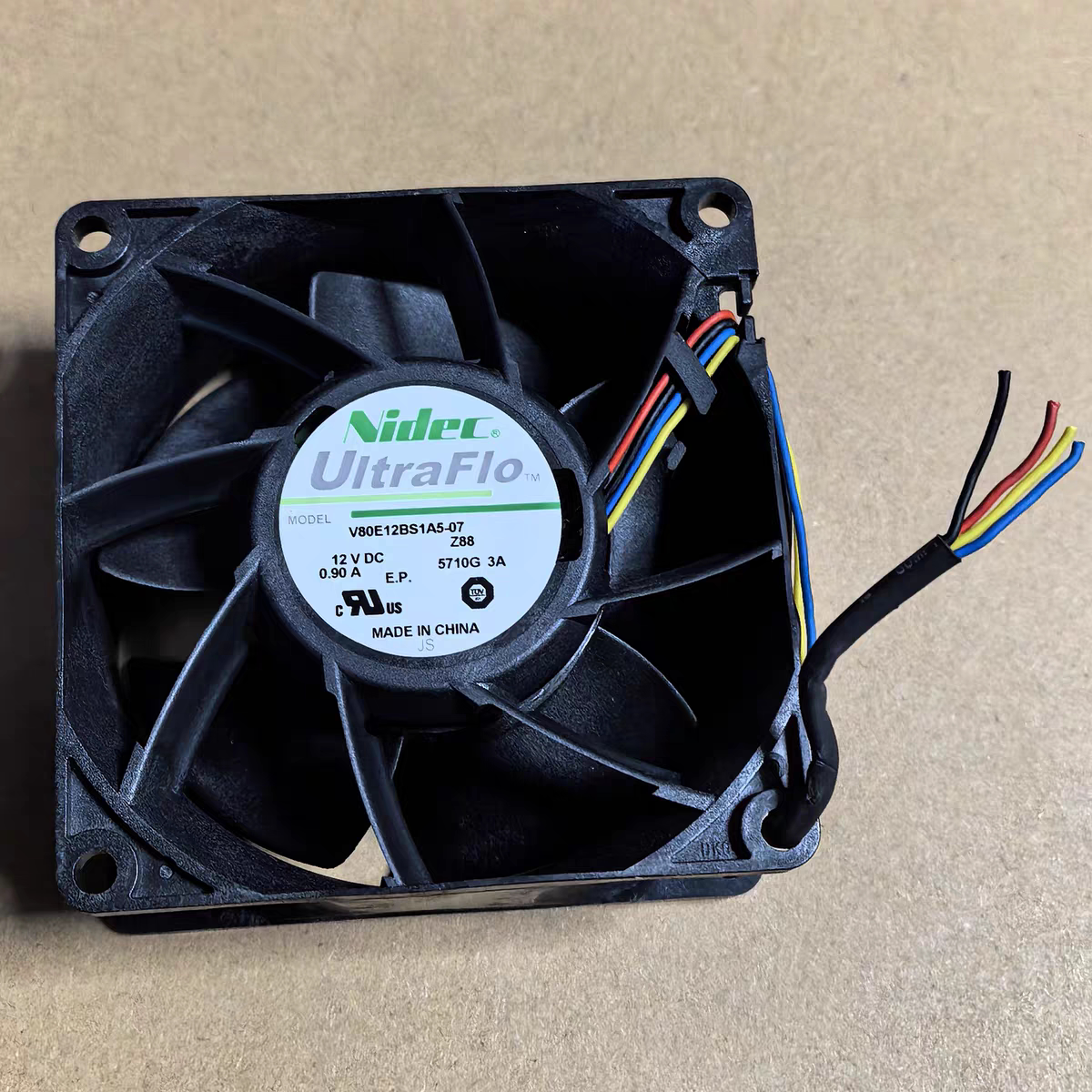 V80E12BS1A5-07 Nidec 8厘米 8038 12V 0.90A 大风量高速散热风扇