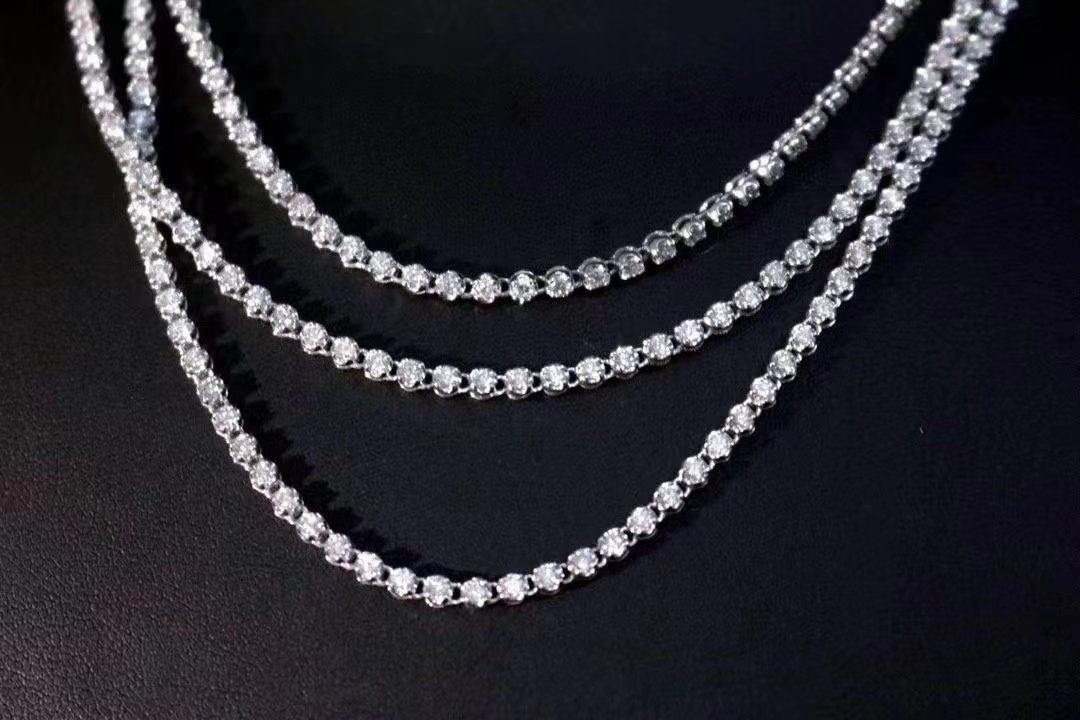 女18k金镶嵌5克拉天然南非高品质钻石项链圆钻满圈真金真钻送证书