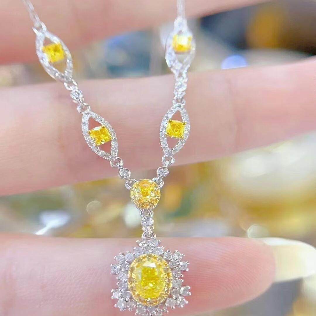 18K金女款镶嵌1.1克拉天然南非高品质钻石黄钻项链真金真钻送证书,珠宝/钻石/翡翠,颈饰,淘宝优惠券,粉丝福利购,淘宝优惠卷