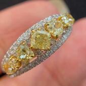 18K金女镶嵌黄钻 1.23克拉天然南非高品质钻石戒指真金真钻送证书