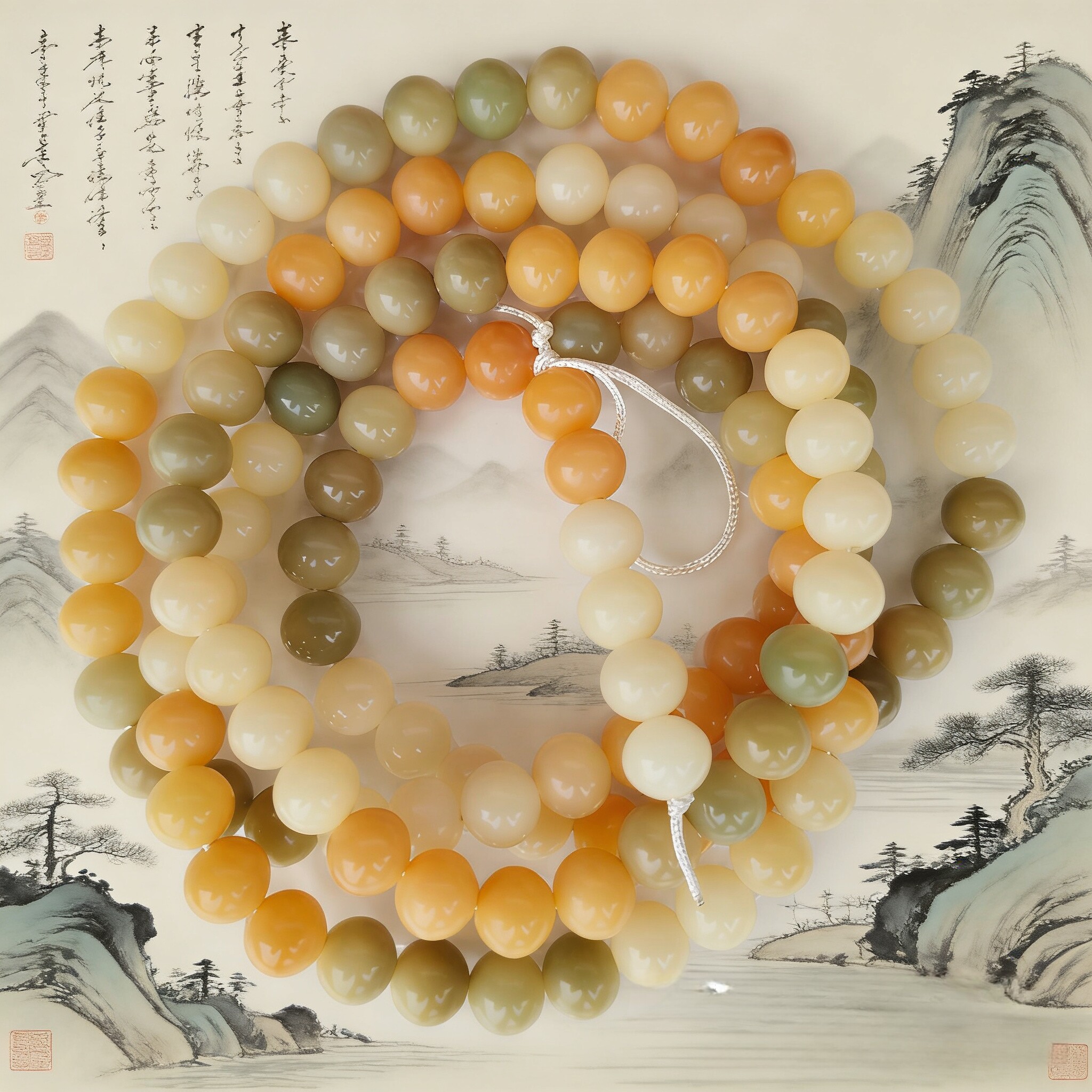 原色天然菩提根手串盘玩苹果圆念珠多宝项链文玩diy饰品配件