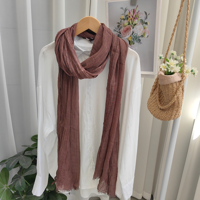 夏季薄款细长咖啡色围巾
