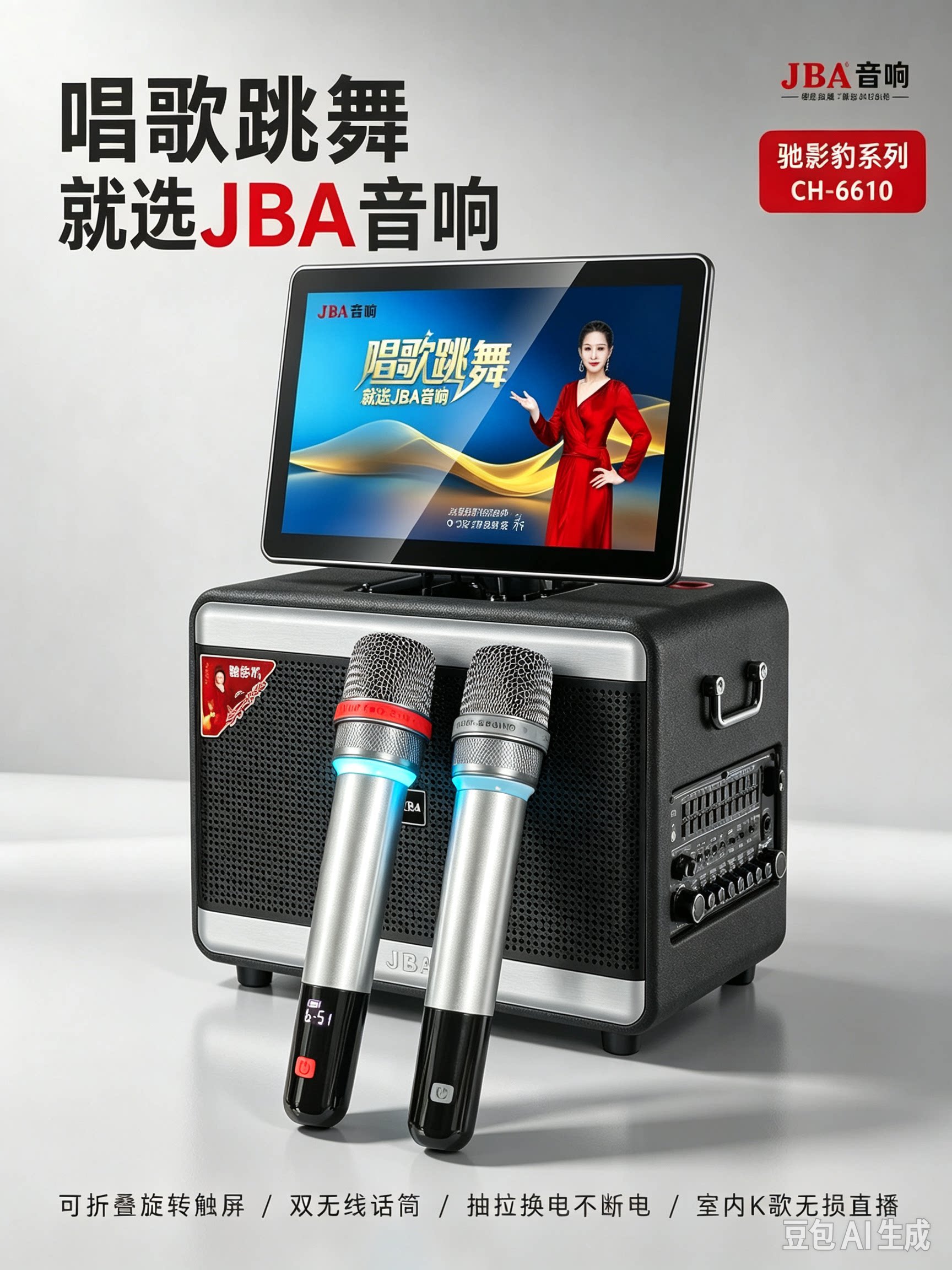 JBA视频音箱CH-6610高音质大功率户外专业级卡拉OK广场舞演出音响