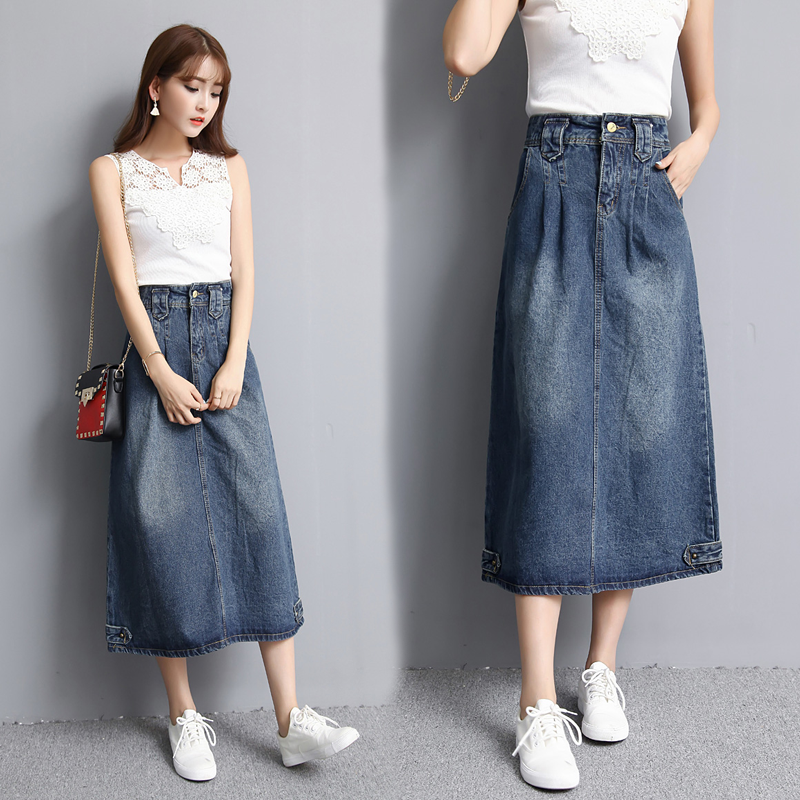 2018春夏新款牛仔裙女半身裙韩版复古大码包臀裙一步裙显瘦长裙潮