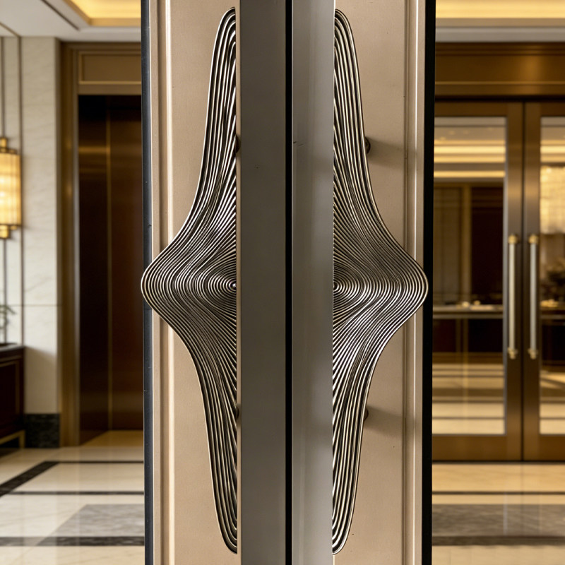 中式木门拉手高端酒店玻璃门把手铝板推拉门大门定制仿古对装logo