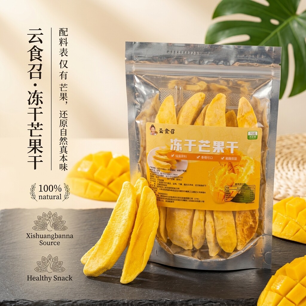 云食召冻干芒果干脆块片厚切休闲零食云南西双版纳特产