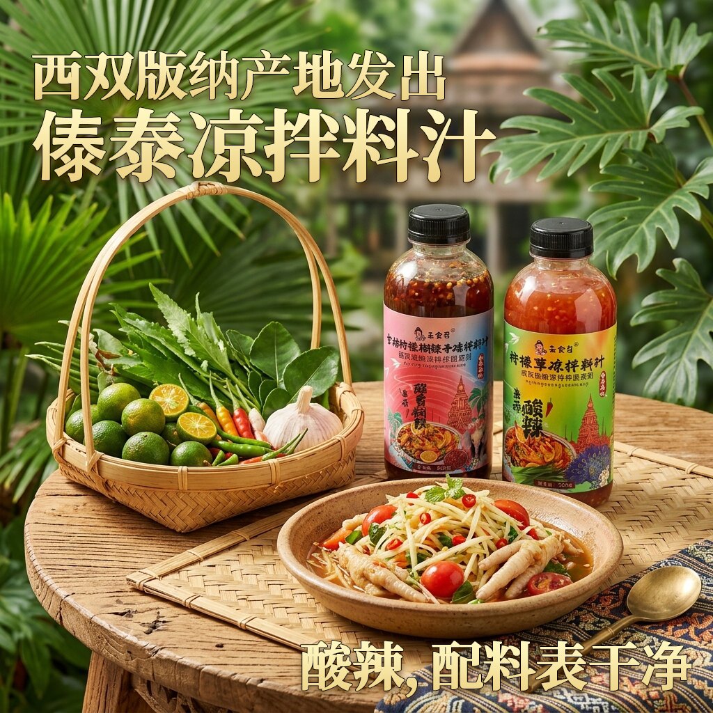 云食召500克傣味酸辣料汁柠檬草舂凉拌泰式凉拌汁云南西双版纳