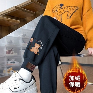 子女冬季 休闲长裤 新款 束脚运动裤 宽松哈伦裤 清仓外贸加绒加厚卫裤