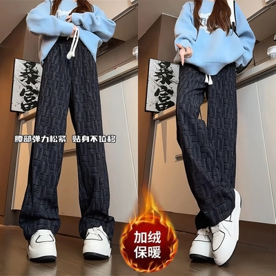 便宜处理运动裤女士加绒加厚休闲裤新款冬季灯芯绒潮流扎染直筒裤
