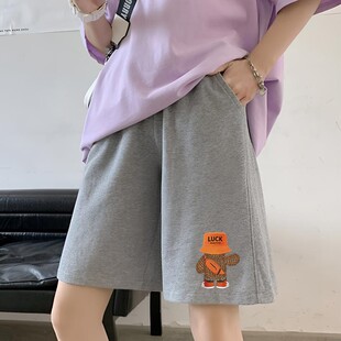 爆款 运动短裤 小个子潮流学生宽松直筒五分裤 阔腿休闲裤 女夏季 薄款