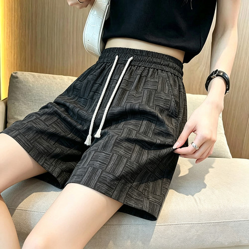 美式扎染五分裤女夏季薄款高腰宽松直筒休闲裤冰丝速干运动短裤潮