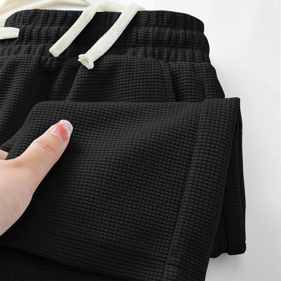 华夫格裤子女款宽松直筒裤2025夏季新款运动裤爆款百搭九分休闲裤