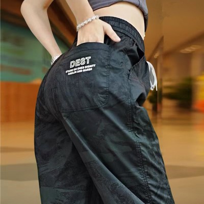 冰丝运动裤女夏季薄款速干透气工装休闲裤爆款潮流百搭迷彩束脚裤