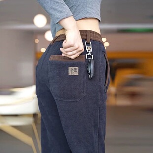 女士中国风休闲裤 灯芯绒直筒长裤 秋冬季 百搭运动裤 新款 尾货处理