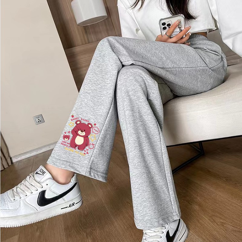 灰色运动裤女2025新款宽松阔腿裤爆款休闲裤子潮流百搭学生直筒裤