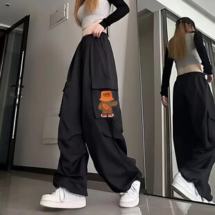 宽松直筒裤 潮流显瘦高腰工装 裤 运动裤 百搭休闲裤 爆款 时尚 女春夏季