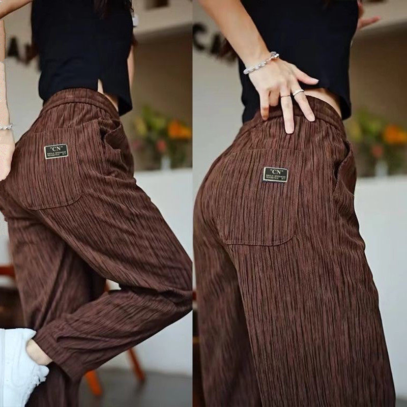 冰丝休闲裤女士2026春夏季薄款宽松直筒裤弹力百搭爆款潮流运动裤 - 旧城叁号店出品