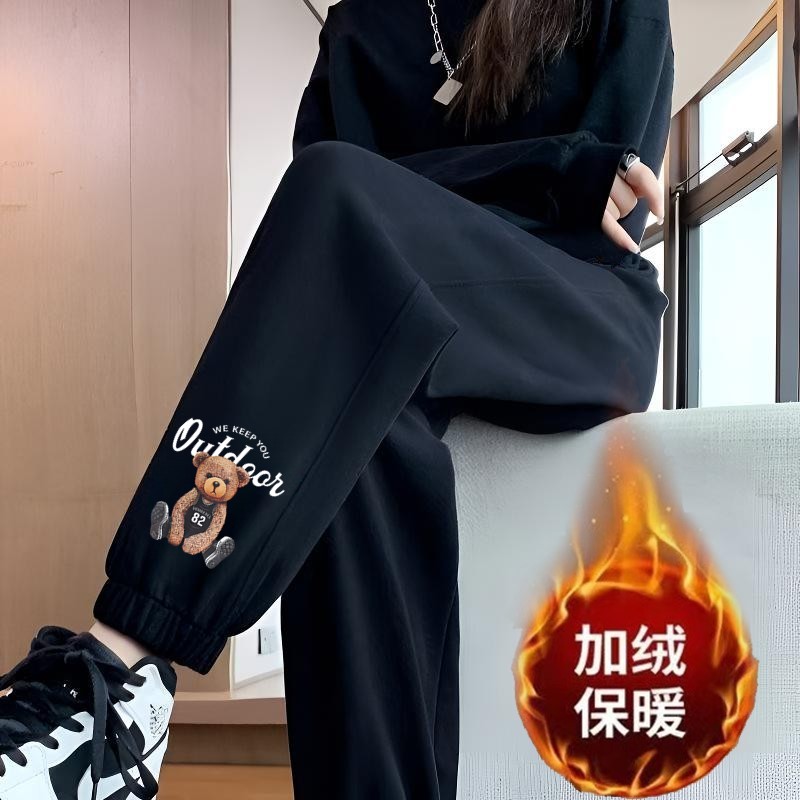 休闲裤女加绒加厚秋冬季新款卫裤