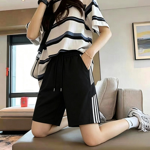 运动短裤子女夏季薄款直筒五分裤宽松高腰显瘦潮流时尚百搭休闲裤