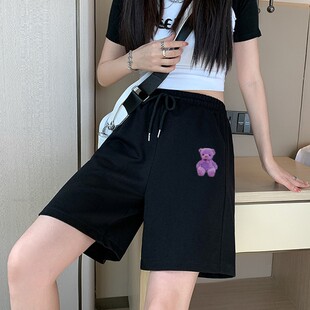 女夏季 阔腿运动短裤 薄款 爆款 子ins潮 五分裤 直筒中裤 女士宽松韩版