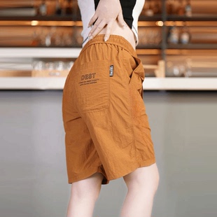 阔腿时尚 潮流爆款 工装 冰丝运动短裤 直筒休闲裤 薄款 五分裤 子女夏季